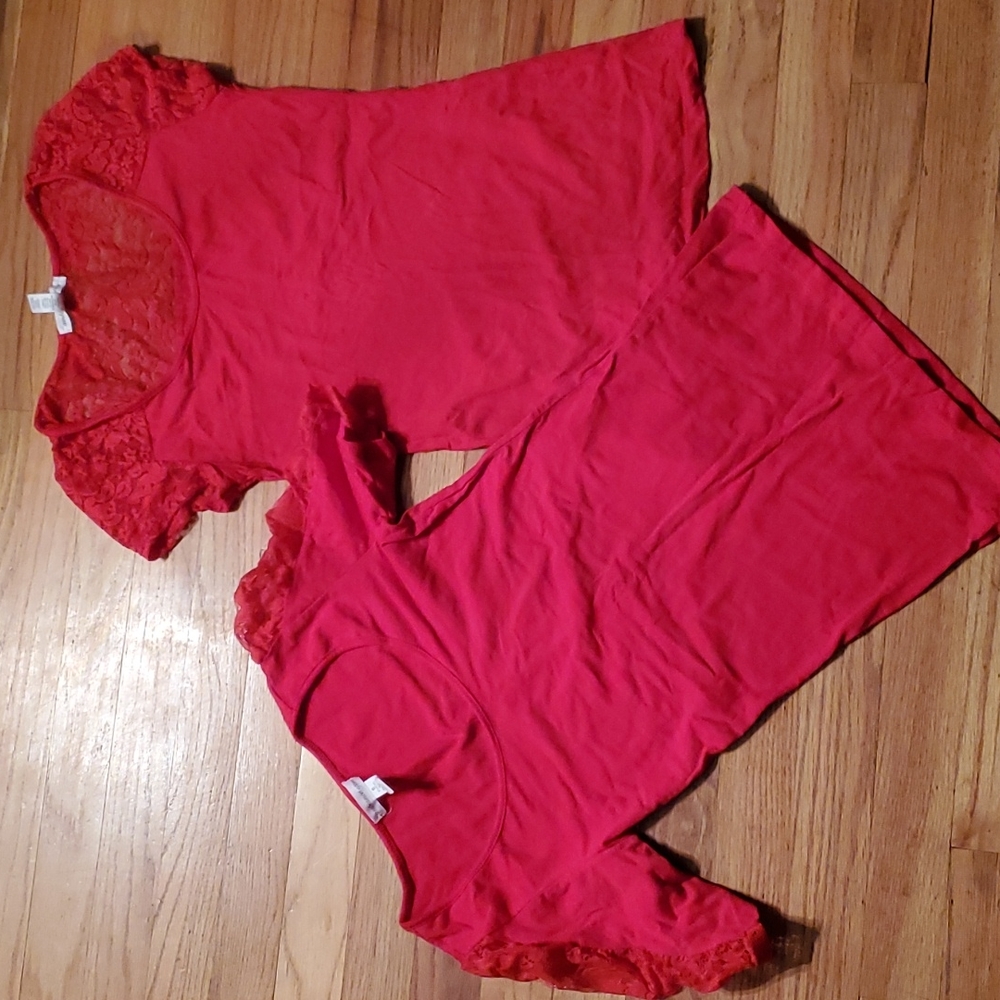 Ambiance Apparel Red Lace t-shirts